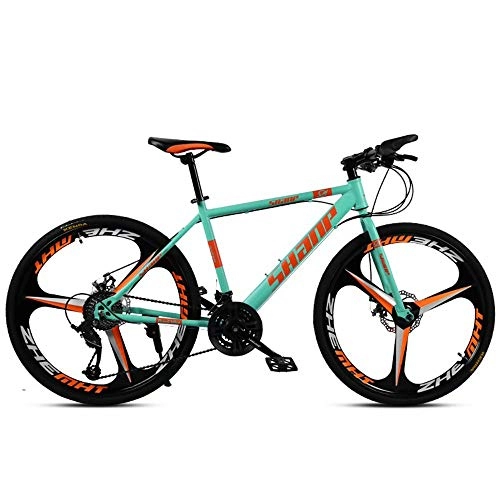 Bicicletas de montaña : DOMDIL- Bicicleta de Montaña Unisex, 26 Pulgadas, MTB para Adultos con Asiento Ajustable, Verde, 3 cortadores, Cambio de 24 etapas