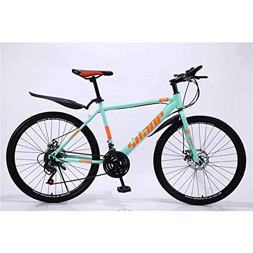Bicicletas de montaña : DOMDIL- Bicicleta de Montaña Unisex, 26 Pulgadas, MTB para Adultos con Asiento Ajustable, Verde, Rueda de radios, Cambio de 21 etapas