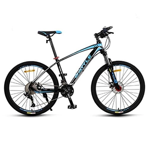 Bicicletas de montaña : Dsrgwe Bicicleta de Montaña, De 26 Pulgadas de Bicicletas de montaña, Bicicletas Marco de Aluminio de aleación, Doble Disco de Freno y Bloqueo de la suspensión Delantera, 33 Velocidad (Color : Blue)