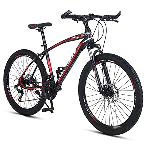 Bicicletas de montaña : FBDGNG Bicicleta de montaña de 26 pulgadas 21 / 24 / 27 velocidades marco de acero al carbono con freno de disco dual y horquilla de suspensión de bloqueo (tamaño: 27 velocidades, color: rojo)