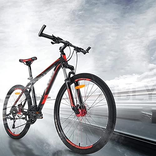 Bicicletas de montaña : FBDGNG Bicicleta de montaña para adultos y jóvenes de 27 velocidades de 26 pulgadas ligeras bicicletas de montaña frenos de disco dual horquilla de suspensión para exteriores (color: negro rojo)