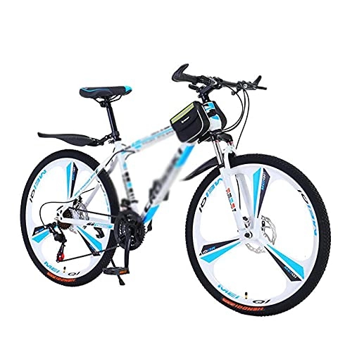 Bicicletas de montaña : FBDGNG Bicicleta de montaña para hombre y mujer, ruedas de 26 pulgadas, 21 velocidades, marco de acero al carbono con freno de disco dual (tamaño: 27 velocidades, color: azul)