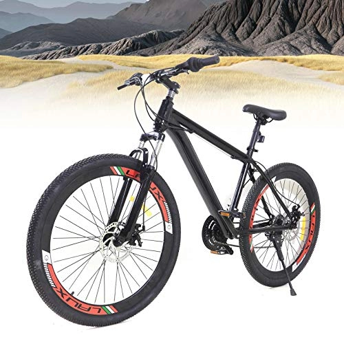 Bicicletas de montaña : FETCOI Bicicleta de montaña de 26 pulgadas, 21 velocidades, frenos de disco Hardtail negro, bicicleta de montaña para adolescentes y adultos (altura adecuada: 165 cm – 185 cm)