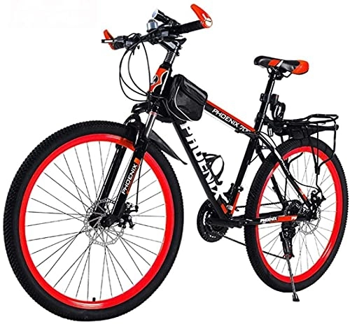 Bicicletas de montaña : FMOPQ 26 Inches Wheels Bicycle Mountain Bike Double Disc Brake System 21 / 24 / 27 Speed MTB Bicycle 6-20 24 fengong Titanium Alloy Suspension Shock absorpt