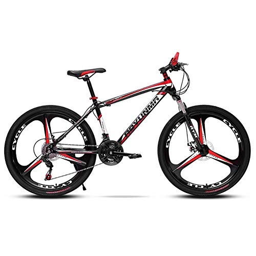 Bicicletas de montaña : FXMJ 2Bicicleta de montaña de 26 Pulgadas de suspensión Completa Bicicleta de 21 velocidades Bicicleta Antideslizante para Adultos Ruedas Deportivas Doble Freno de Disco MTB Bicicleta, Black Red