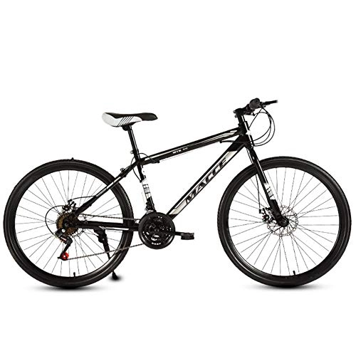 Bicicletas de montaña : FXMJ Bicicleta de 24 Pulgadas Bicicleta de montaña para Adultos, Bicicleta de Confort híbrido de 27 velocidades con Doble Freno de Disco, Suspensión Completa MTB Bicicletas, Black Silver