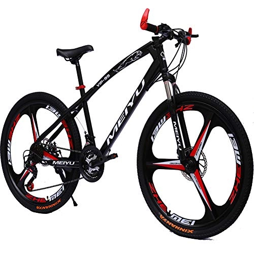 Bicicletas de montaña : FXMJ Bicicleta de montaña de 26 Pulgadas y 27 velocidades para Adultos, Cuadro de suspensión Completa de Aluminio Ligero, Horquilla de suspensión, Doble Freno de Disco, Negro