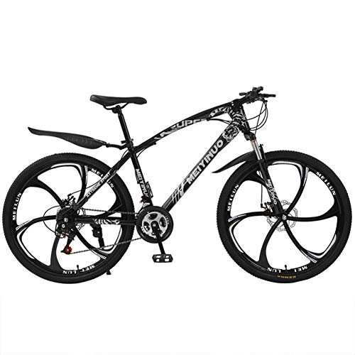 Bicicletas de montaña : FXMJ Bicicletas de montaña de 26 Pulgadas, Bicicleta de Acero al Carbono para Mujer, Bicicleta de montaña de 27 velocidades con Doble Disco, Negro