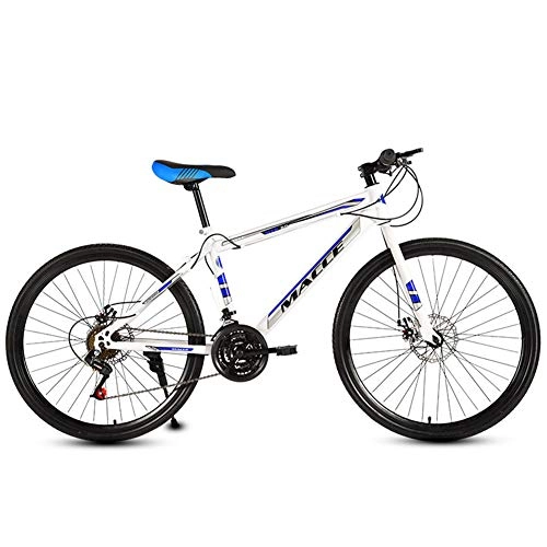Bicicletas de montaña : FXMJ Bicicletas de montaña para Adultos, Bicicleta de montaña de 26 Pulgadas, Bicicletas de Cuadro de suspensión Completa 27 Marchas de Velocidad Frenos de Doble Disco, White Blue