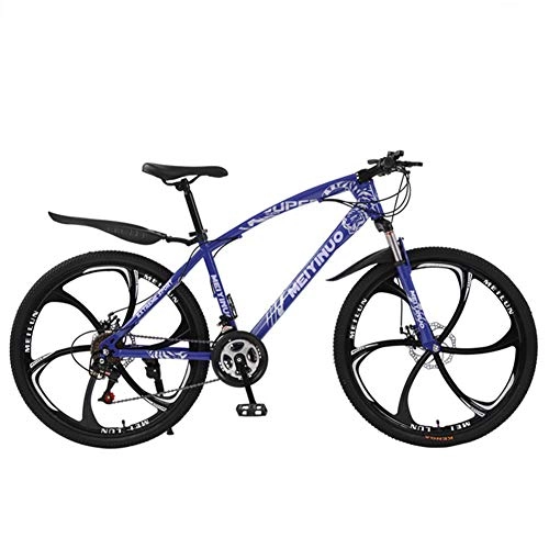 Bicicletas de montaña : FXMJ Bicicletas de montaña para Hombre de 26 Pulgadas, Bicicleta de montaña rígida de Acero con Alto Contenido de Carbono de 27 velocidades, Azul