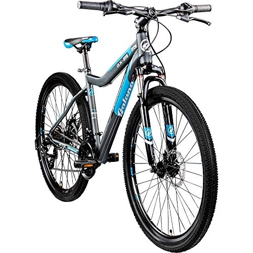 Bicicletas de montaña : Galano Bicicleta de montaña 650B Hardtail MTB GX-27, 5 Bike 27, 5 pulgadas 21 velocidades (gris / azul, 45 cm)