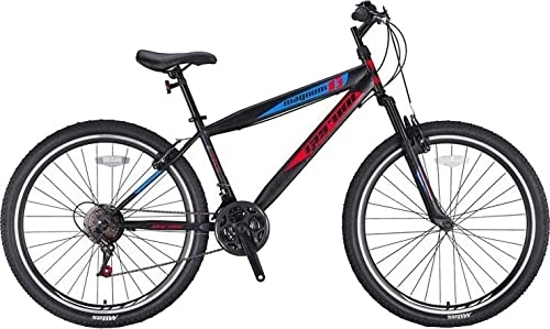 Bicicletas de montaña : Geroni Hardtail Magnum - Bicicleta de montaña (24", 36 cm, 21 g, freno de llanta), color negro y rojo