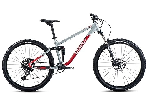 Bicicletas de montaña : Ghost Kato FS Base Fully Mountain Bike (27, 5 pulgadas, gris claro / rojo crawall)