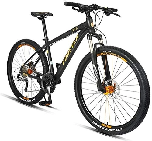 Bicicletas de montaña : GJZM Bicicleta de montaña Bicicleta de montaña rígida de 27, 5 Pulgadas para Adultos, 27 velocidades, Asiento Ajustable con Marco de Aluminio Dorado