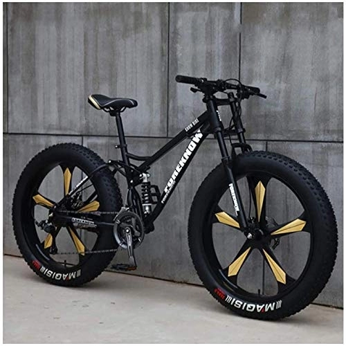 Bicicletas de montaña : GJZM Mountain Bikes 21 Speed, neumáticos de 26 Pulgadas Hardtail Mountain Bike Cuadro de Doble suspensión - Negro Spoke-Black 5 Spoke_27 Speed