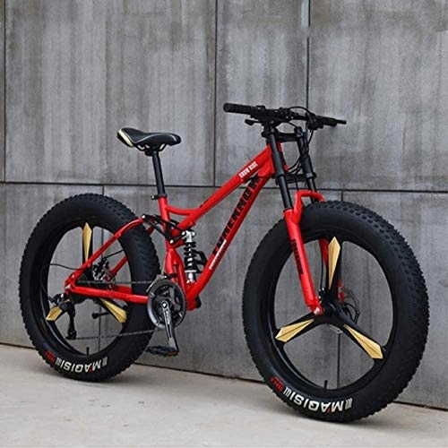 Bicicletas de montaña : GJZM Mountain Bikes 21 Speed, neumáticos de 26 Pulgadas Hardtail Mountain Bike Cuadro de Doble suspensión- Negro Spoke-Red 3 Spoke