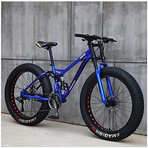 Bicicletas de montaña : GJZM Mountain Bikes 21 Speed, neumáticos de 26 Pulgadas Hardtail Mountain Bike Cuadro de suspensión Doble- Negro Spoke-Blue Spoke_27 Speed
