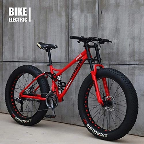 Bicicletas de montaña : GLJY Bicicleta MTB Top, Fat Wheel Moto / Fat Bike / Fat Tire Mountain Bike, Beach Cruiser Fat Tire Bike Snow Bike Fat Big Tire Bicicleta 21 velocidades, Rojo, 24IN
