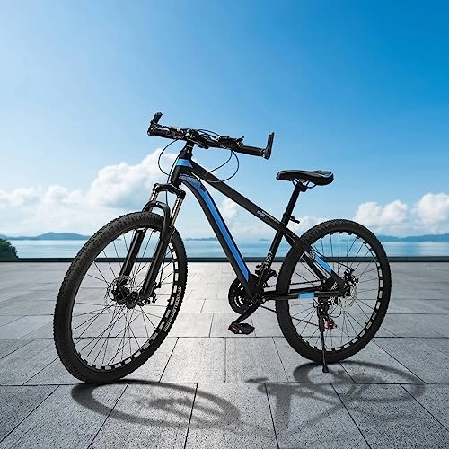 Bicicletas de montaña : GMSLuu Bicicleta de montaña de 26 pulgadas, frenos de disco de 21 velocidades, suspensión completa para hombres y mujeres para mejorar sus habilidades deportivas (negro y azul)