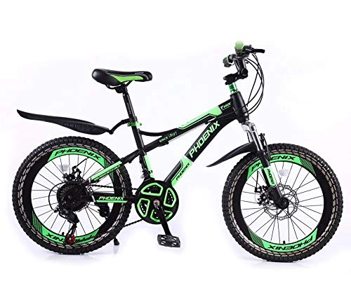 Bicicletas de montaña : GPAN 22 Pulgadas Bicicleta de Montaa Bicicleta para nios Bikes MTB, 85% ensamblado, Doble Freno Disco, 21 Velocidades, Green