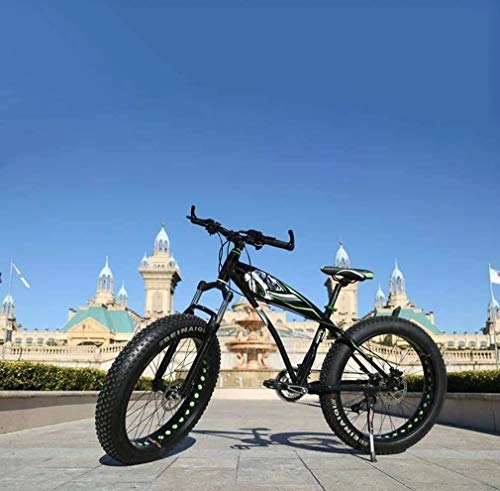 Bicicletas de montaña : GQQ Bicicleta de Velocidad Variable, Neumtico Gordo Bicicleta de Montaa para Adultos Bicicletas de Doble Disco / Marco de Aleacin de Aluminio, Moto de Nieve para Playa, Rojo, 7 Velocidades, Negro