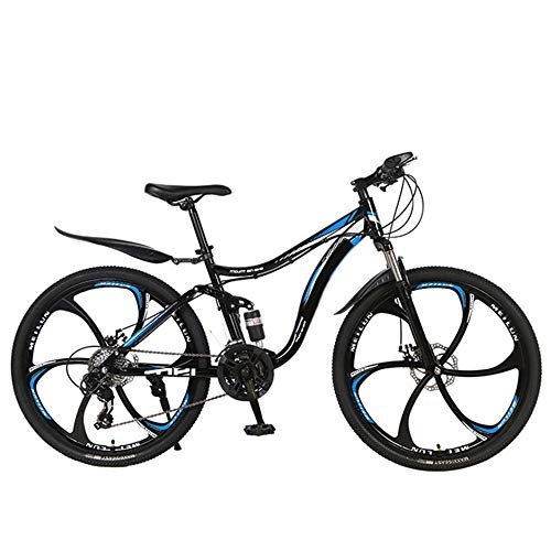 Bicicletas de montaña : GWX Choque De Bicicletas Absorbente Fuera De Carretera Bicicleta De Montaña De 26 Pulgadas De Doble Amortiguador Moto Estudiante Bicicleta De Montaña Bicicleta De Adulto, Azul, 24 Speed