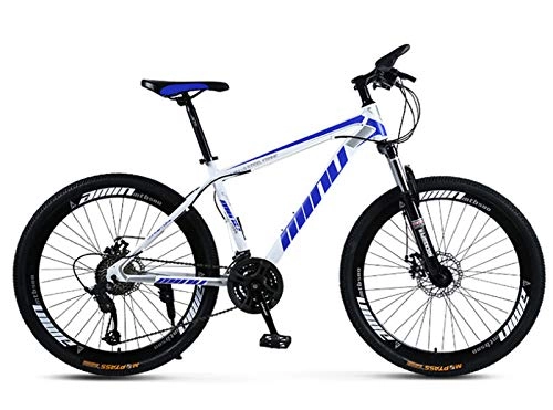Bicicletas de montaña : H-LML Bicicleta de montaña para adultos, 26 pulgadas, 27 velocidades, transmisión de una sola rueda, todo terreno, amortiguador, para hombre y mujer, color azul