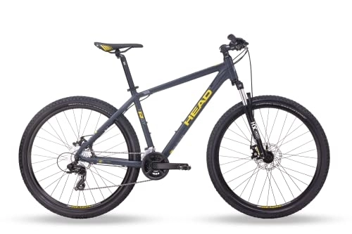 Bicicletas de montaña : Head Troy I Bicicleta de montaña, Unisex, Gris Mate / Amarillo, 41 cm