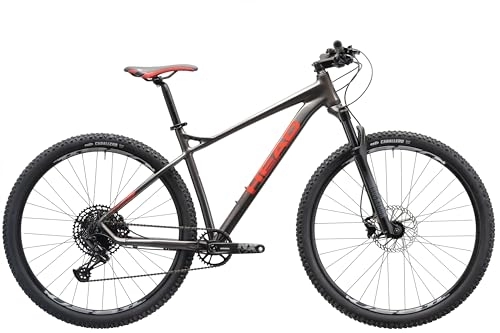 Bicicletas de montaña : HEAD X-Rubi 4.0 Bicicleta de montaña, Adultos Unisex, Gris Metalizado / Rojo, 48