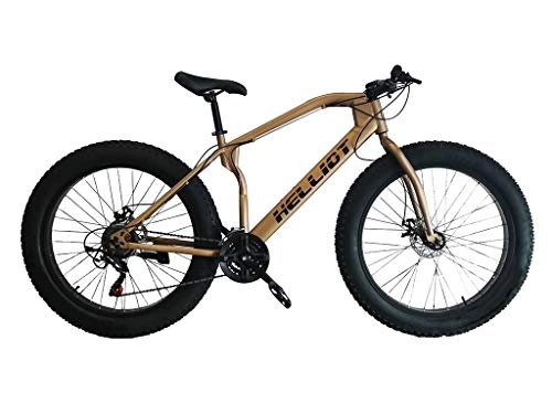Bicicletas de montaña : Helliot Bikes Bull Brown Bicicleta de montaña Fatbike, Adultos Unisex, Marrón, Mediano