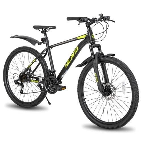 Bicicletas de montaña : Hiland Bicicleta 27, 5 Pulgadas Bicicleta de Montaña 21 Velocidades con Horquilla Suspendida y Frenos de Disco Mecánicos Bici Negro y Amarillo…