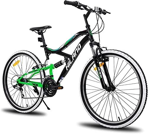 Bicicletas de montaña : HILAND Bicicleta de montaña de 26 Pulgadas, 18 velocidades, Juvenil, con Horquilla de suspensión, Urban Commuter City, Color Negro…