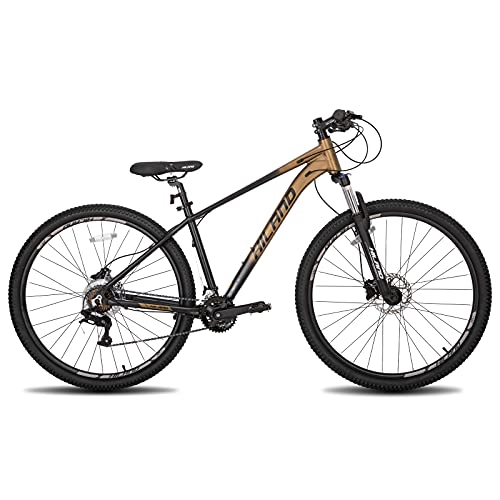 Bicicletas de montaña : Hiland Bicicleta de Montaña de 29 Pulgadas Aluminio, Freno de Disco Hidráulico 16 Velocidades con Horquilla de Suspensión, Color Negro.