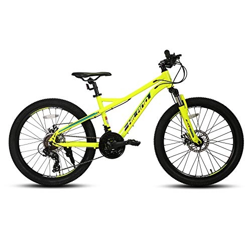 Bicicletas de montaña : Hiland Bicicleta de montaña Juvenil de 24 Pulgadas, 21 velocidades, con Horquilla de suspensión, Color Amarillo…