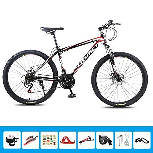 Bicicletas de montaña : HLMIN 21 24 27 30 Velocidad Bicicleta De Montaa Bicicleta De Freno De Doble Disco De 26 Pulgadas MTB (Color : Black, Size : 21speed)