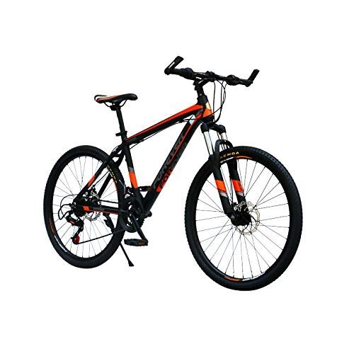 Bicicletas de montaña : Implicitw 26" marco de aleación de aluminio 24 velocidades doble disco freno bicicleta de montaña negro naranja-24 velocidades negro naranja_26"
