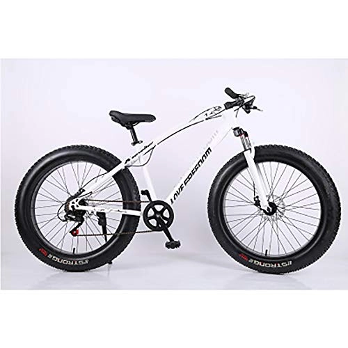 Bicicletas de montaña : JAEJLQY Bicicleta de Montaa de 7 / 21 / 24 / 27 velocidades de 26 / 20 Pulgadas de Acero o Marco de Aluminio Rojo y Negro aviable MTB, White+26in, 21