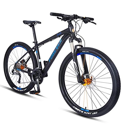 Bicicletas de montaña : JINHH Bicicletas de montaña de 27.5 Pulgadas, Bicicleta de montaña rígida de 27 velocidades para Adultos, Cuadro de Aluminio, Bicicleta de montaña Todo Terreno, Asiento Ajustable, Azul