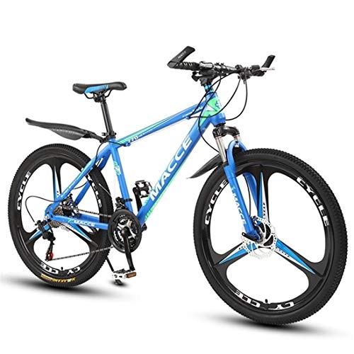 Bicicletas de montaña : JLASD Bicicleta Montaña Bicicleta De Montaña, 26 Pulgadas De Radios De Ruedas, Bicicletas Cuadro De Carbono De Acero, Doble Freno De Disco Delantero Y Tenedor (Color : Blue, Size : 27-Speed)