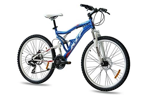 Bicicletas de montaña : KCP 26" Mountain Bike Bicycle Attack 21 Speed Shimano Unisex Blue White - (26 Inch)