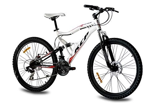 Bicicletas de montaña : Kcp - Attack Bicicleta de Montaña, Tamaño 26'' (66, 0 Cm), Color Negro / Blanco, 21 Velocidades Shimano
