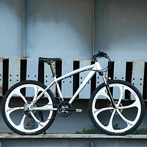 Bicicletas de montaña : KNFBOK bicicleta montaña adulto Adulto de 21 velocidades bicicleta de campo a través de 26 pulgadas de una rueda de bicicleta de montaña coche de estudiante para hombres y mujeres rueda de tres cuchillas Plata