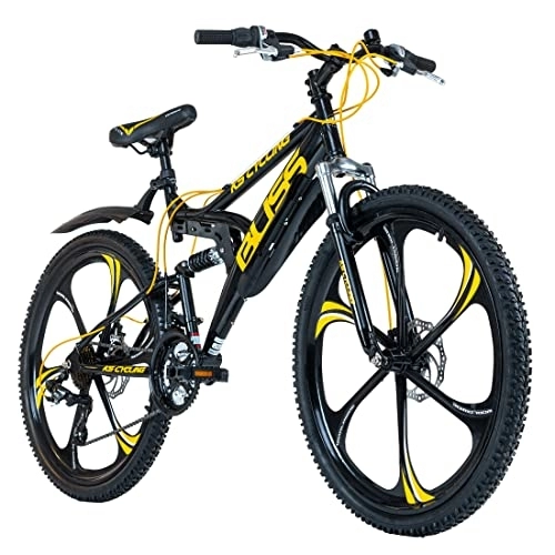 Bicicletas de montaña : KS Cycling Bicicleta de montaña Fully Bliss Negro y Amarillo RH 47, Juventud Unisex, 26 Zoll, 47 cm