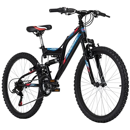 Bicicletas de montaña : KS Cycling Bicicleta de montaña Infantil Fully 24'' Zodiac RH, Juventud Unisex, Rojo / Negro, 24 Zoll, 38 cm