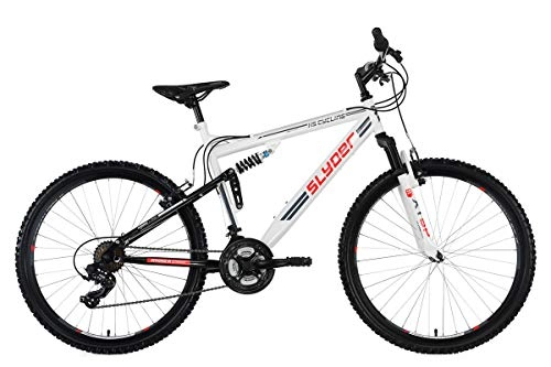 Bicicletas de montaña : KS Cycling Fully Slyder RH - Bicicleta de montaña, color blanco / negro, talla L (173-182 cm), ruedas 26", cuadro 51 cm
