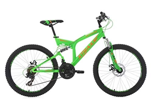 Bicicletas de montaña : KS Cycling Niños Mountainbike Fully MTB xtraxx, Verde y Naranja, 24