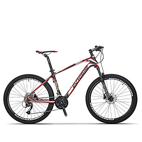 Bicicletas de montaña : KT Mall 26 Pulgadas Variable de montaña Adultos de Fibra de Carbono de Bicicletas de suspensión de Velocidad Completa Doble Freno de Disco Off-Road Bike adecuados Deportes al Aire Libre, Rojo, 30 Speed