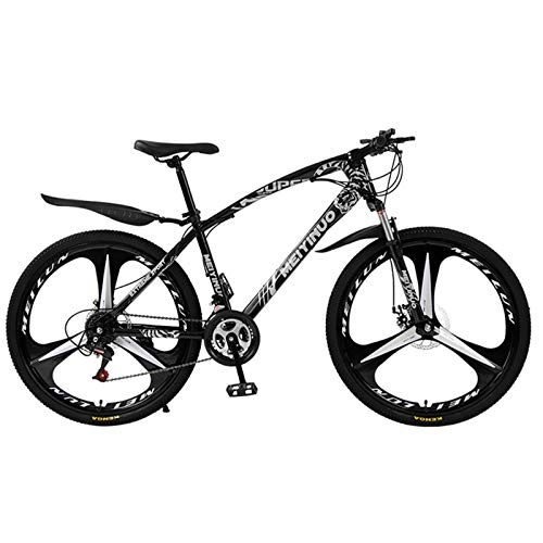 Bicicletas de montaña : KUKU Bicicleta De Montaña Bicicleta De Montaña De Acero De Alto Carbono De 26 Pulgadas Y 21 Velocidades, Bicicleta De Montaña con Freno De Disco Doble De Suspensión Completa, Negro