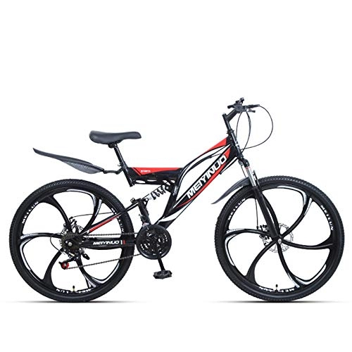 Bicicletas de montaña : KUKU Bicicleta De Montaña De 26 Pulgadas, Bicicleta De Montaña con Suspensión Completa, Bicicleta De Montaña De Acero con Alto Contenido De Carbono De 21 Velocidades, Negro