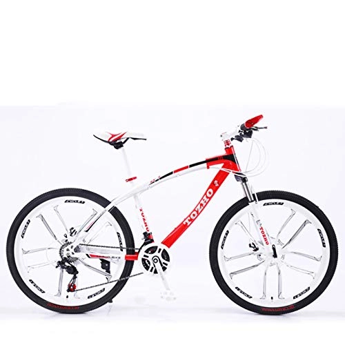 Bicicletas de montaña : KUKU Bicicleta De Montaña De 26 Pulgadas, Bicicleta De Montaña De Acero De Alto Carbono De 21 Velocidades, Bicicleta De Montaña con Suspensión Completa, Bicicleta para Exteriores, Rojo